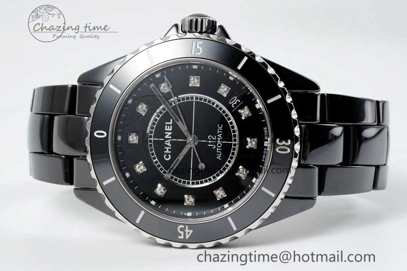 Colorful J13 38mm H5702 HTF 1:1 Best Edition Black Korea Ceramic Diamonds Markers Dial on Bracelet Calibre 12. 6468