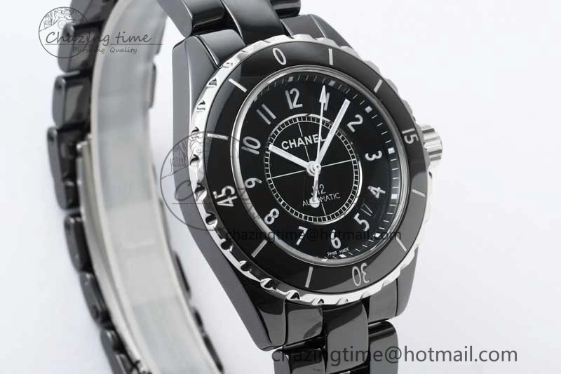J13 38mm HTF 1:1 Best Edition Black Korea Ceramic Numeral Markers Dial on Bracelet A TravelReady 6475