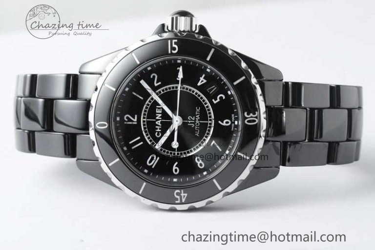J13 38mm HTF 1:1 Best Edition Black Korea Ceramic Numeral Markers Dial on Bracelet A TravelReady 6475