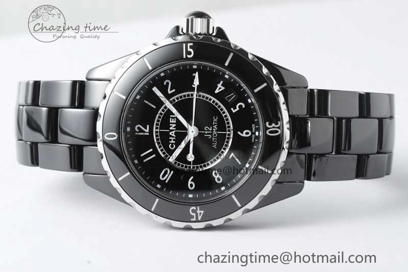 J13 38mm HTF 1:1 Best Edition Black Korea Ceramic Numeral Markers Dial on Bracelet A TravelReady 6475