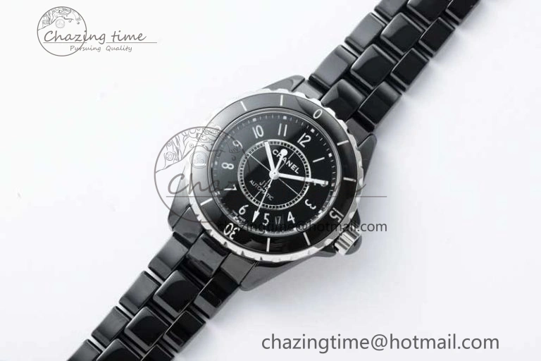 J13 38mm HTF 1:1 Best Edition Black Korea Ceramic Numeral Markers Dial on Bracelet A TravelReady 6475