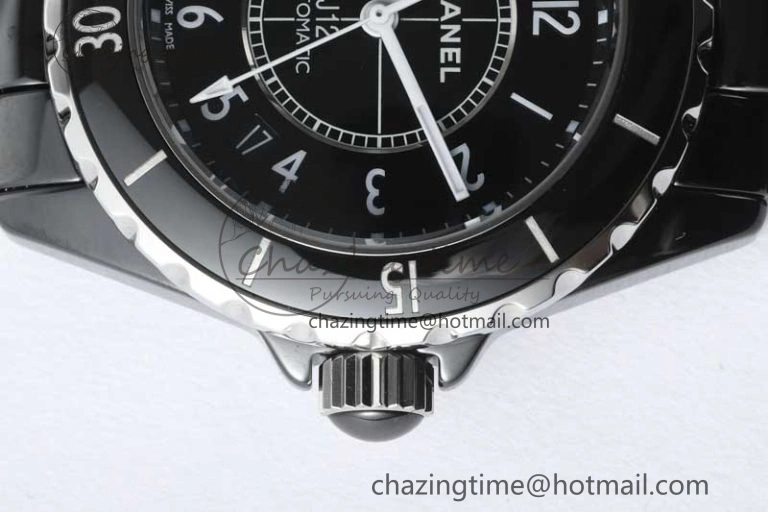 J13 38mm HTF 1:1 Best Edition Black Korea Ceramic Numeral Markers Dial on Bracelet A TravelReady 6475