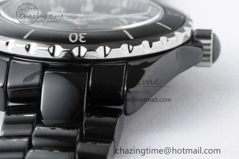 J13 38mm HTF 1:1 Best Edition Black Korea Ceramic Numeral Markers Dial on Bracelet A TravelReady 6475