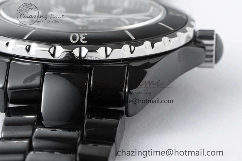 J13 38mm HTF 1:1 Best Edition Black Korea Ceramic Numeral Markers Dial on Bracelet A TravelReady 6475
