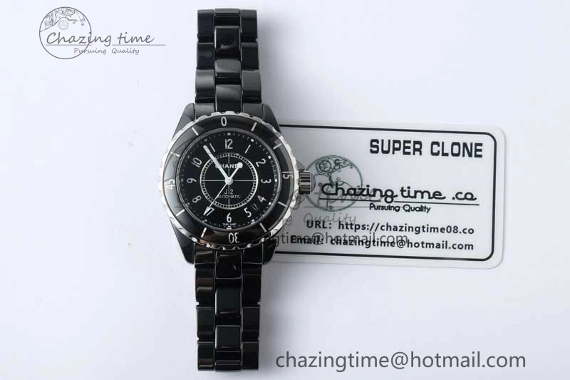 J13 38mm HTF 1:1 Best Edition Black Korea Ceramic Numeral Markers Dial on Bracelet A TravelReady 6475