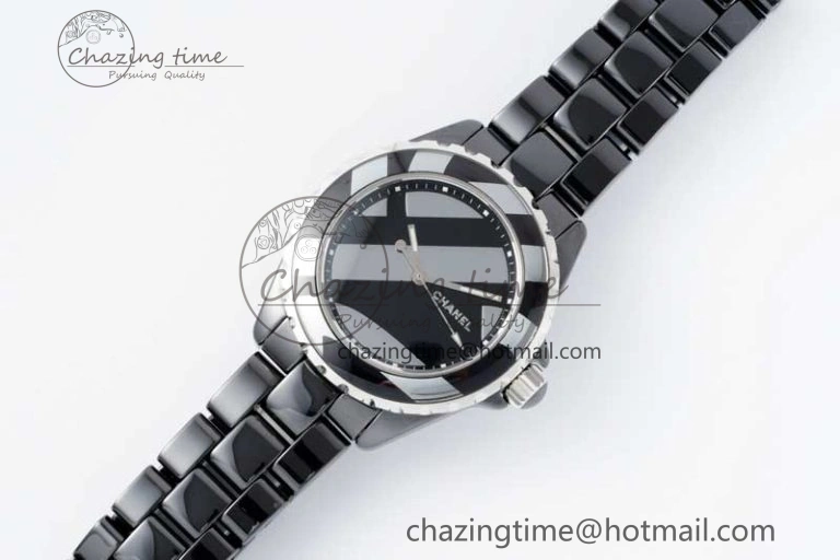 J13 38mm HTF 1:1 Best Edition Black Korea Ceramic Stripe Dial on Bracelet A FreshLook 6464