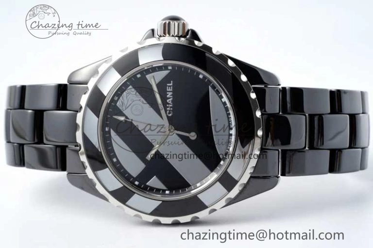 J13 38mm HTF 1:1 Best Edition Black Korea Ceramic Stripe Dial on Bracelet A FreshLook 6464