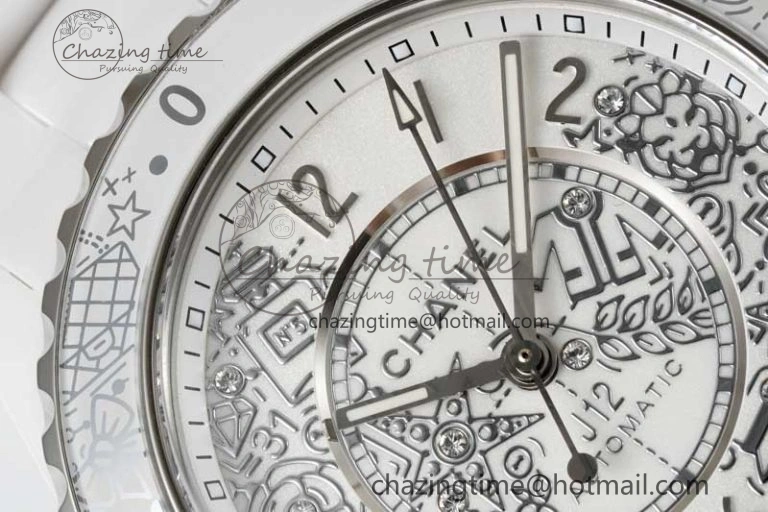 J13 38mm HTF 1:1 Best Edition White Ceramic Numeral Markers Dial on Bracelet Calibre 12. Upgraded 6465