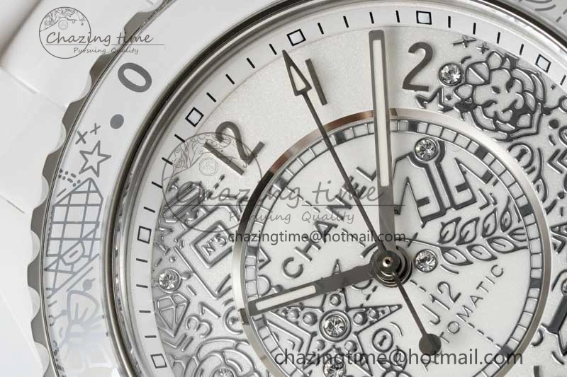 J13 38mm HTF 1:1 Best Edition White Ceramic Numeral Markers Dial on Bracelet Calibre 12. Upgraded 6465