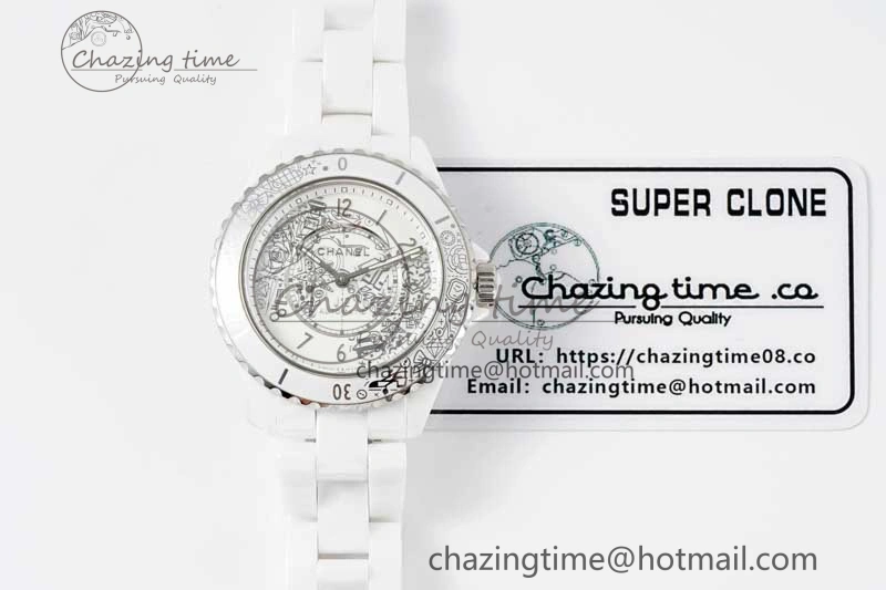 J13 38mm HTF 1:1 Best Edition White Ceramic Numeral Markers Dial on Bracelet Calibre 12. Upgraded 6465