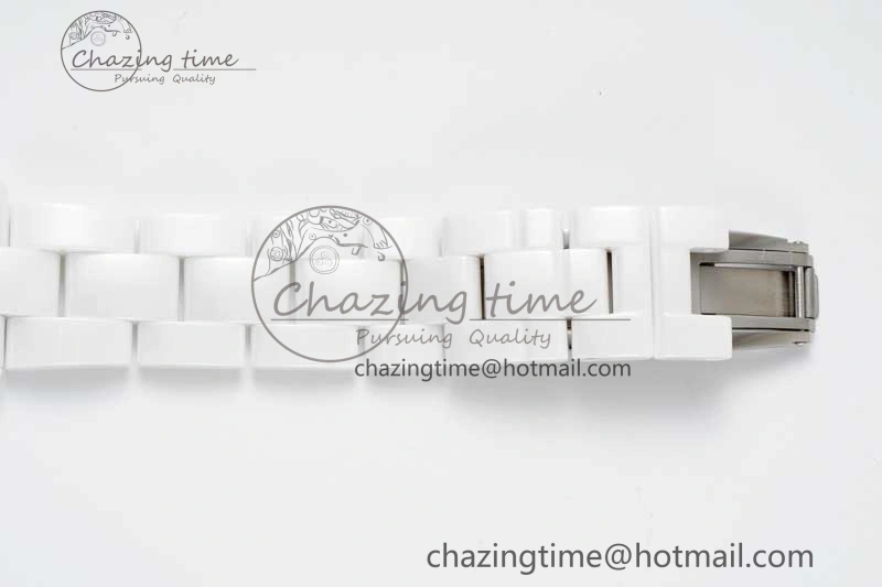 J13 38mm HTF 1:1 Best Edition White Ceramic Numeral Markers Dial on Bracelet Calibre 12. Upgraded 6465