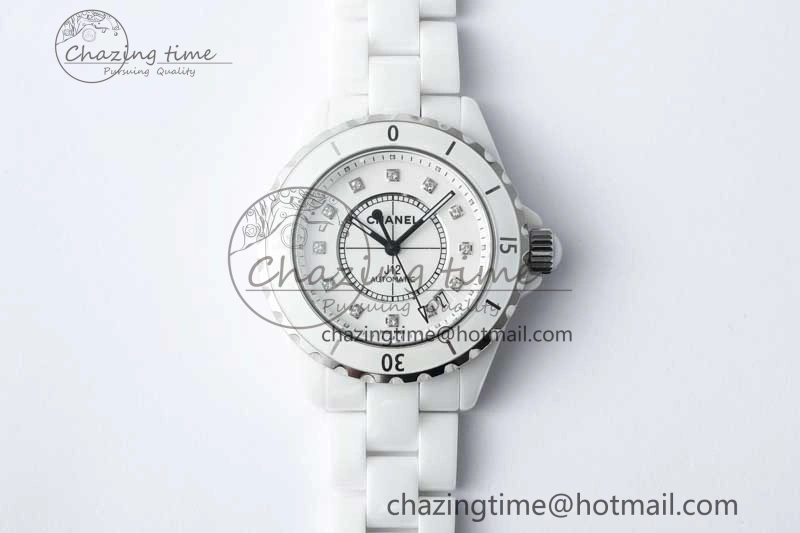 GoodFit J13 38mm HTF 1:1 Best Edition White Korea Ceramic Diamonds Markers Dial on Bracelet A 6470