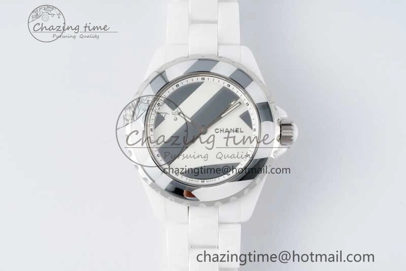 J13 38mm HTF 1:1 Best Edition White Korea Ceramic Stripe Dial on Bracelet A Youthful 6463