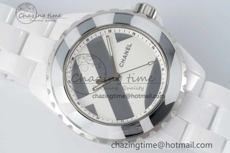 J13 38mm HTF 1:1 Best Edition White Korea Ceramic Stripe Dial on Bracelet A Youthful 6463