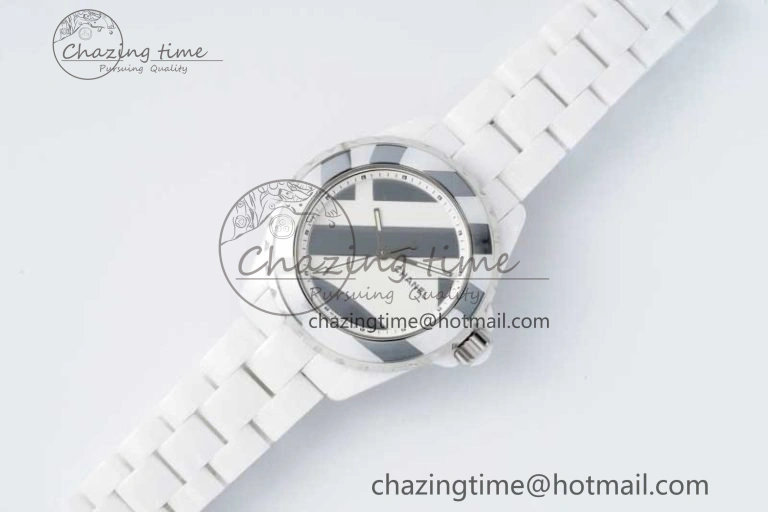 J13 38mm HTF 1:1 Best Edition White Korea Ceramic Stripe Dial on Bracelet A Youthful 6463