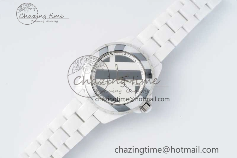 J13 38mm HTF 1:1 Best Edition White Korea Ceramic Stripe Dial on Bracelet A Youthful 6463