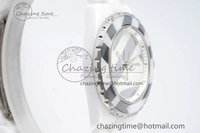 J13 38mm HTF 1:1 Best Edition White Korea Ceramic Stripe Dial on Bracelet A Youthful 6463