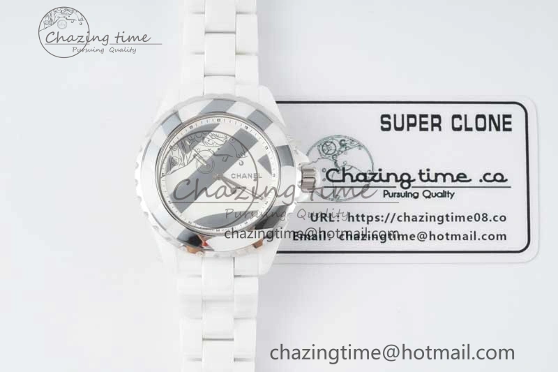 J13 38mm HTF 1:1 Best Edition White Korea Ceramic Stripe Dial on Bracelet A Youthful 6463