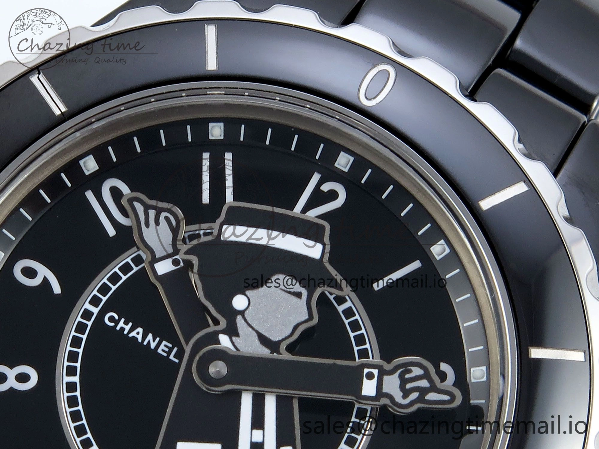 Affordable J13 38mm White Ceramic HTF 1:1 Best Edition Black Boy Pattern Dial on Bracelet A 6412