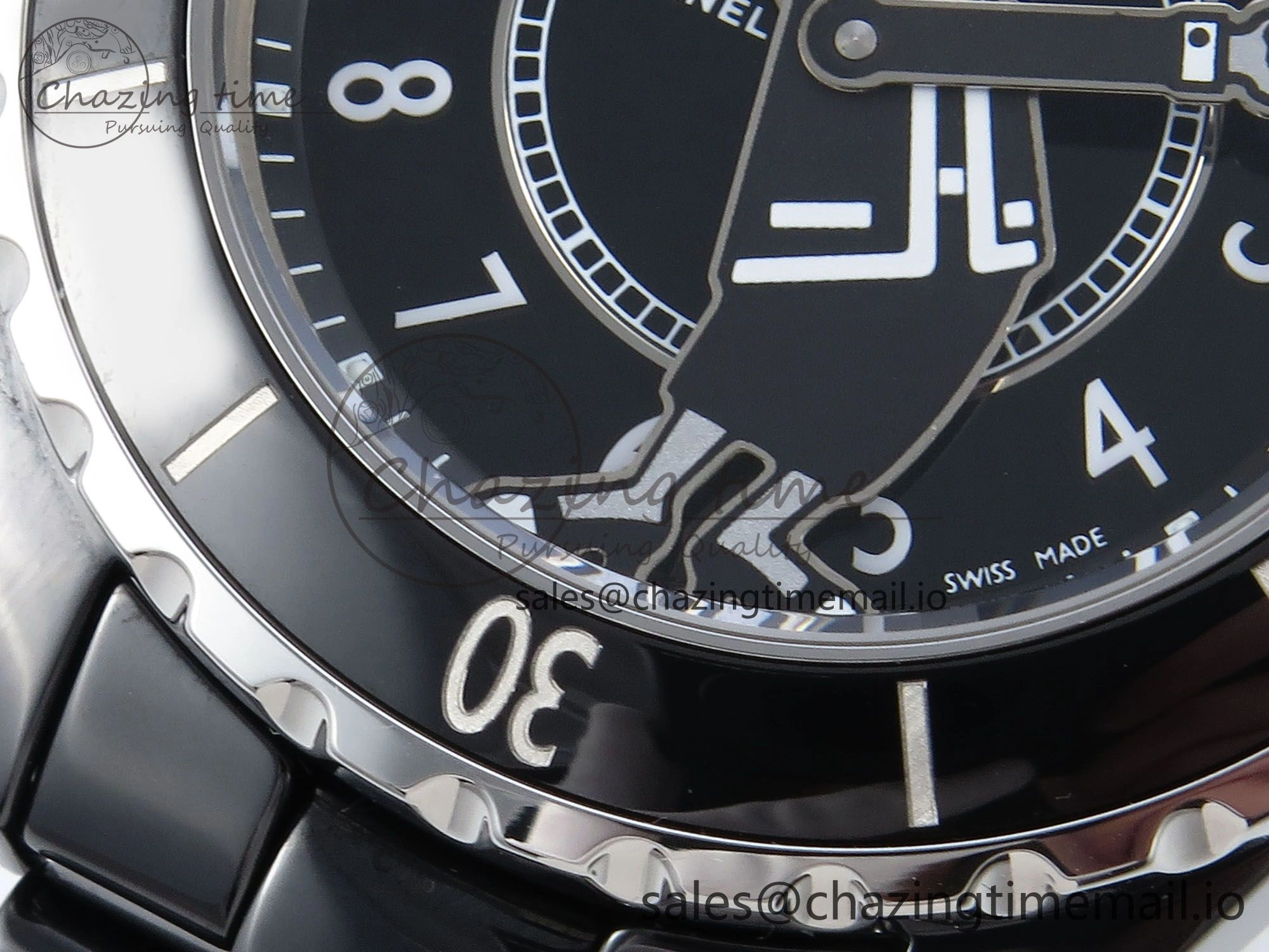 Affordable J13 38mm White Ceramic HTF 1:1 Best Edition Black Boy Pattern Dial on Bracelet A 6412