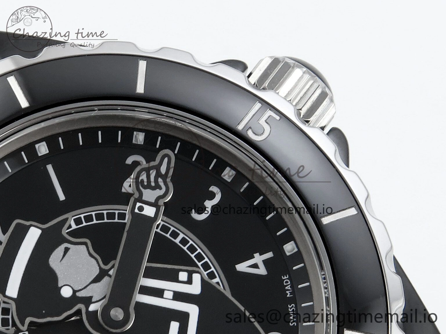Affordable J13 38mm White Ceramic HTF 1:1 Best Edition Black Boy Pattern Dial on Bracelet A 6412