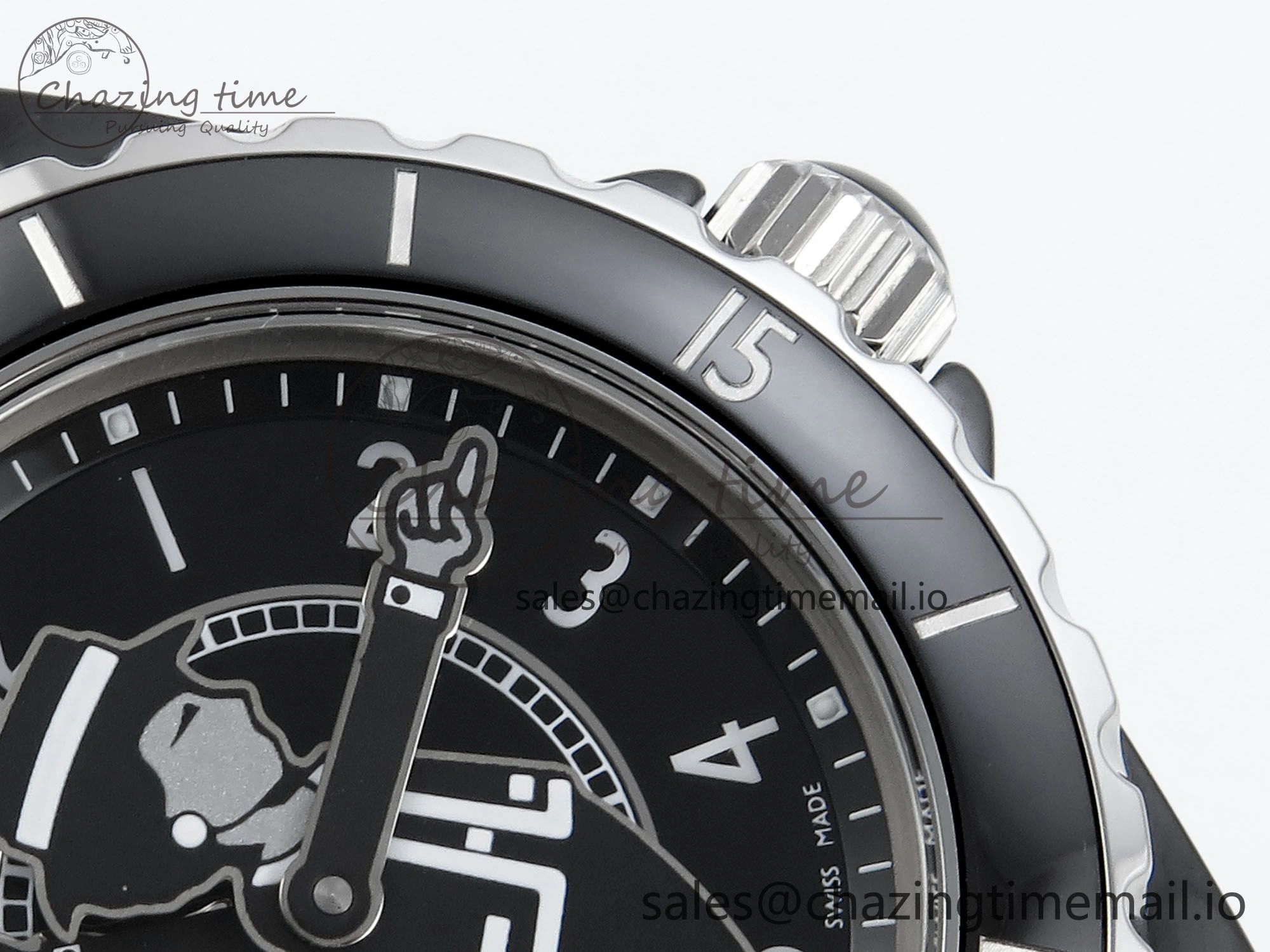 Affordable J13 38mm White Ceramic HTF 1:1 Best Edition Black Boy Pattern Dial on Bracelet A 6412