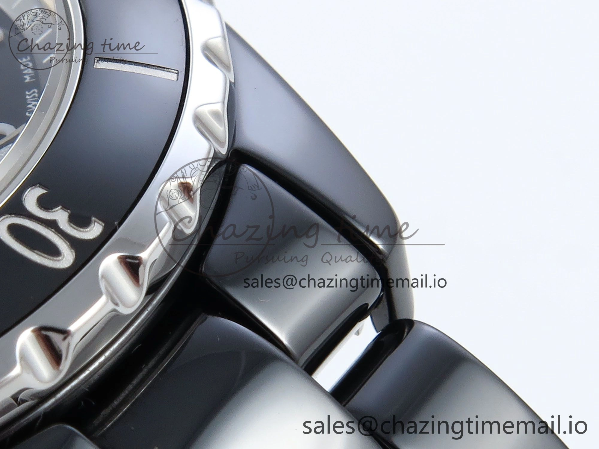 Affordable J13 38mm White Ceramic HTF 1:1 Best Edition Black Boy Pattern Dial on Bracelet A 6412