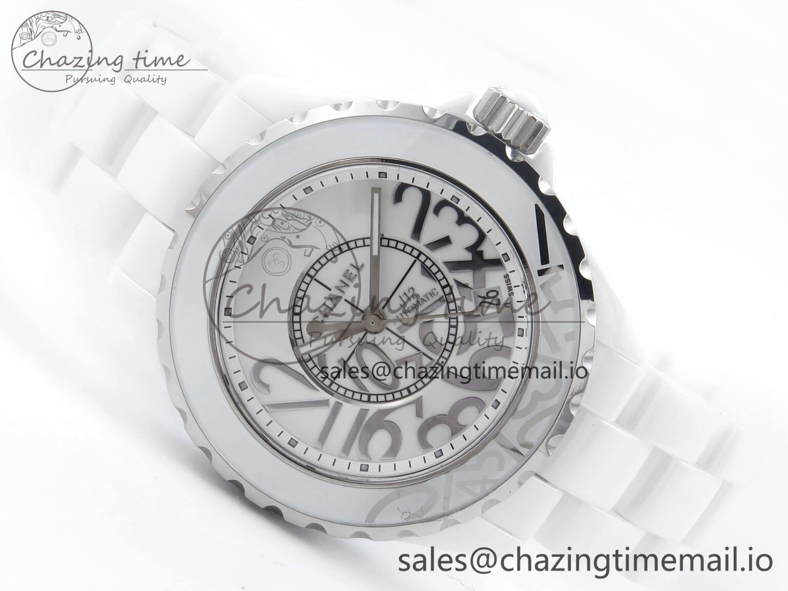 J13 38mm White Ceramic HTF 1:1 Best Edition Numbers Dial on Bracelet A Neat 6449