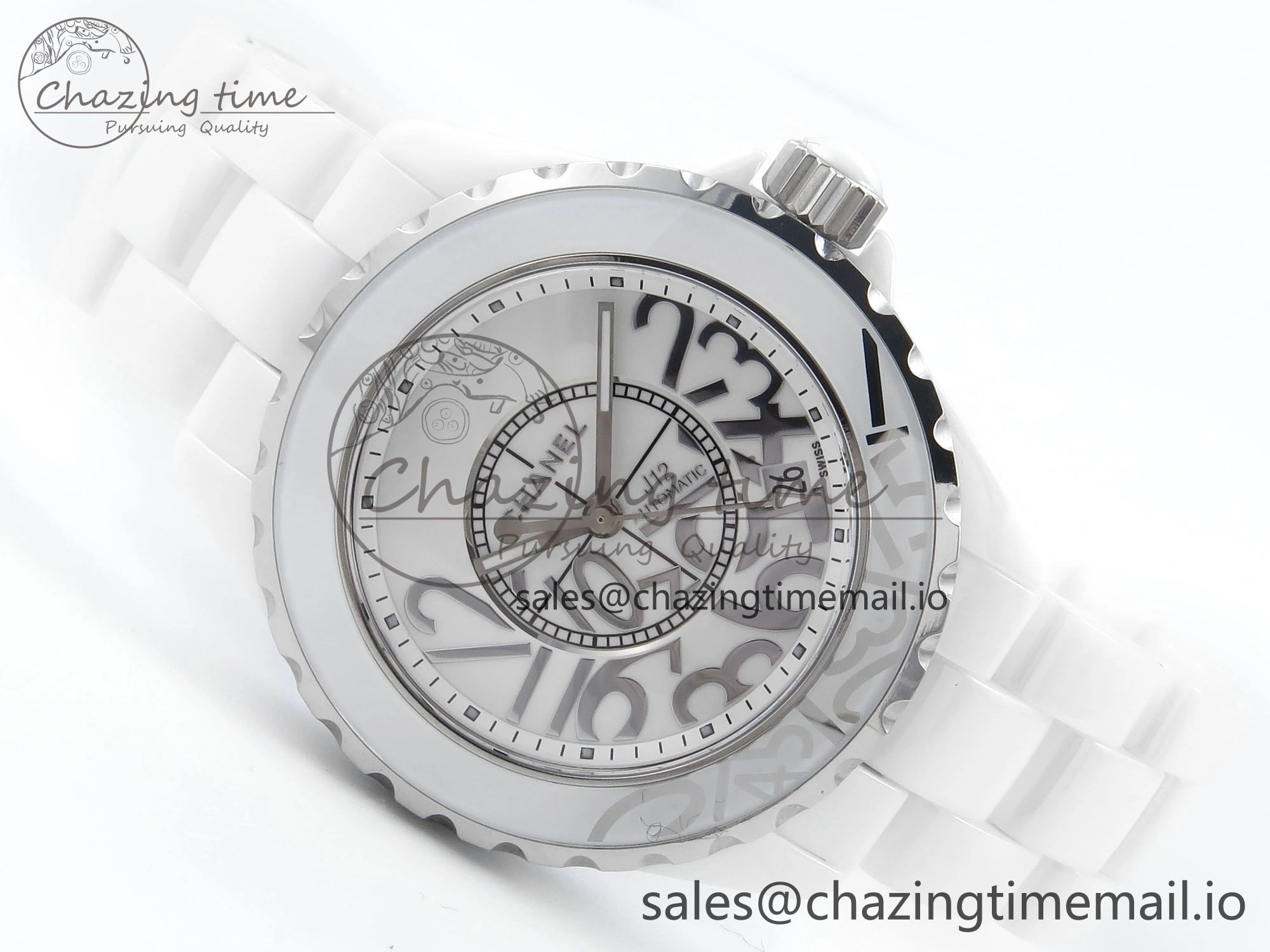 J13 38mm White Ceramic HTF 1:1 Best Edition Numbers Dial on Bracelet A Neat 6449
