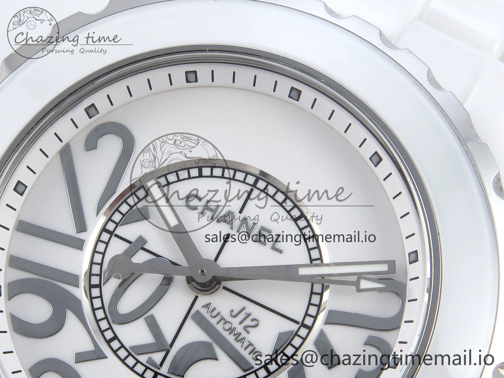 J13 38mm White Ceramic HTF 1:1 Best Edition Numbers Dial on Bracelet A Neat 6449