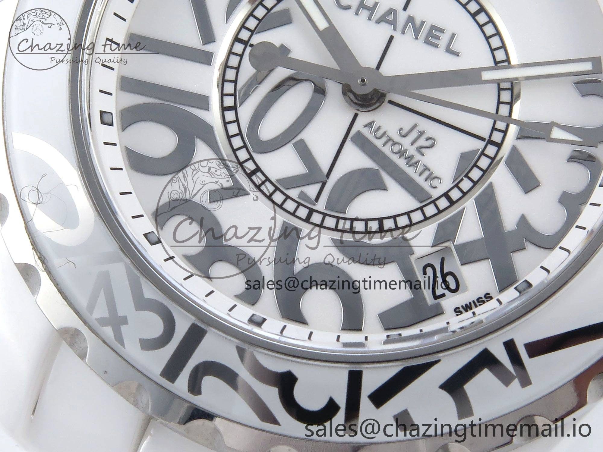 J13 38mm White Ceramic HTF 1:1 Best Edition Numbers Dial on Bracelet A Neat 6449