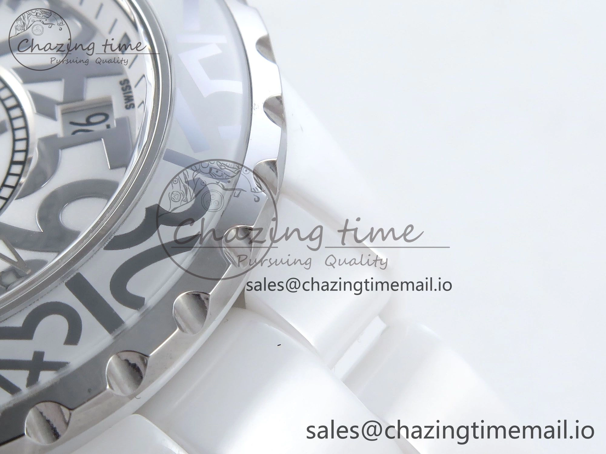 J13 38mm White Ceramic HTF 1:1 Best Edition Numbers Dial on Bracelet A Neat 6449