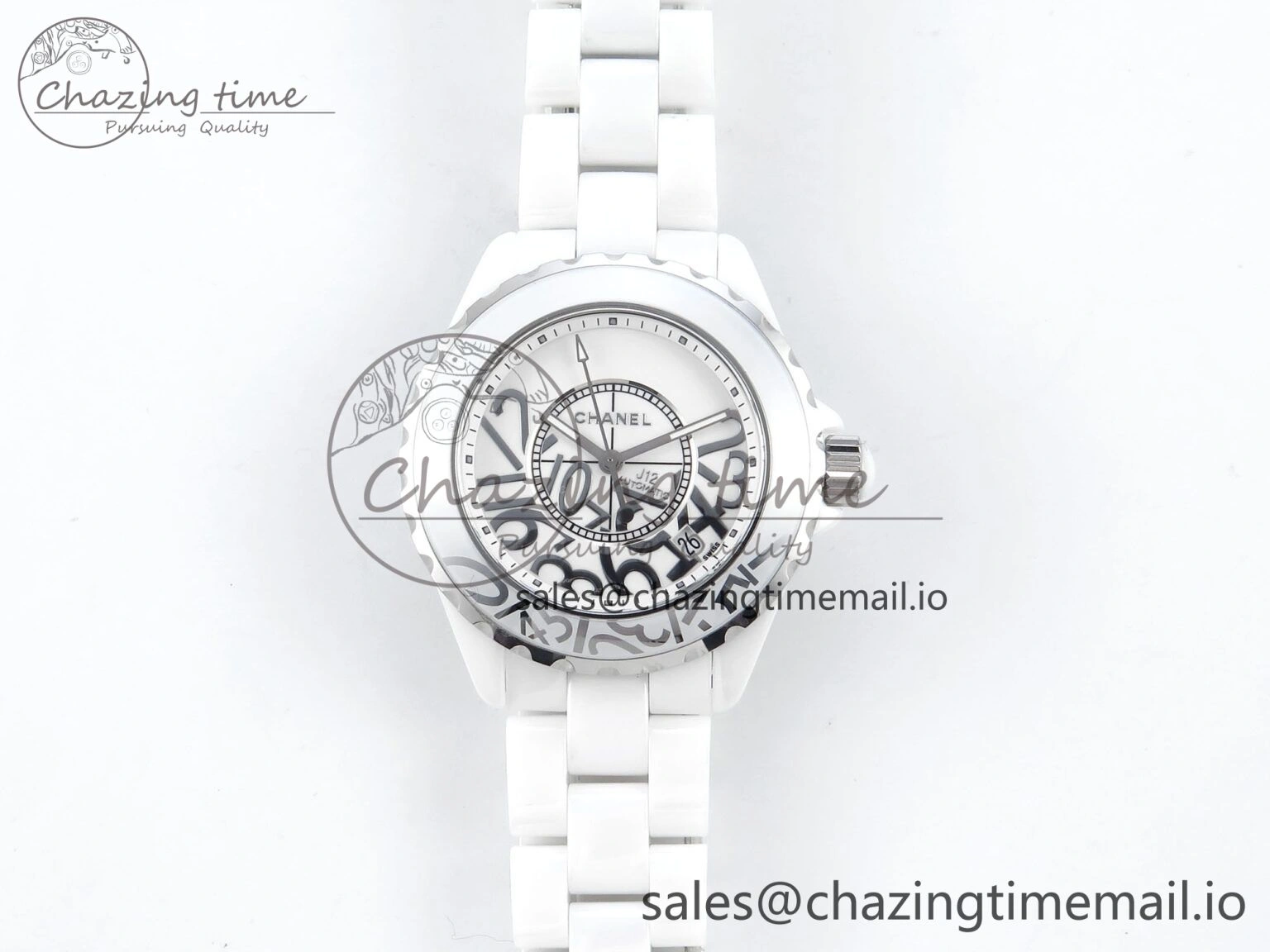 J13 38mm White Ceramic HTF 1:1 Best Edition Numbers Dial on Bracelet A Neat 6449