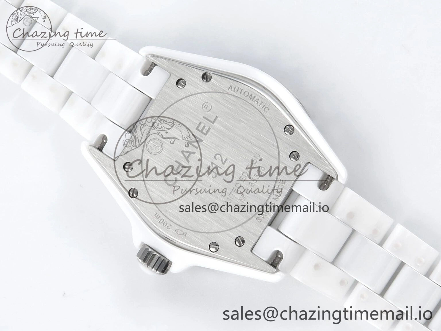 FashionForward J13 38mm White Ceramic HTF 1:1 Best Edition Pink Dial Diamonds Makers on Bracelet A 6448