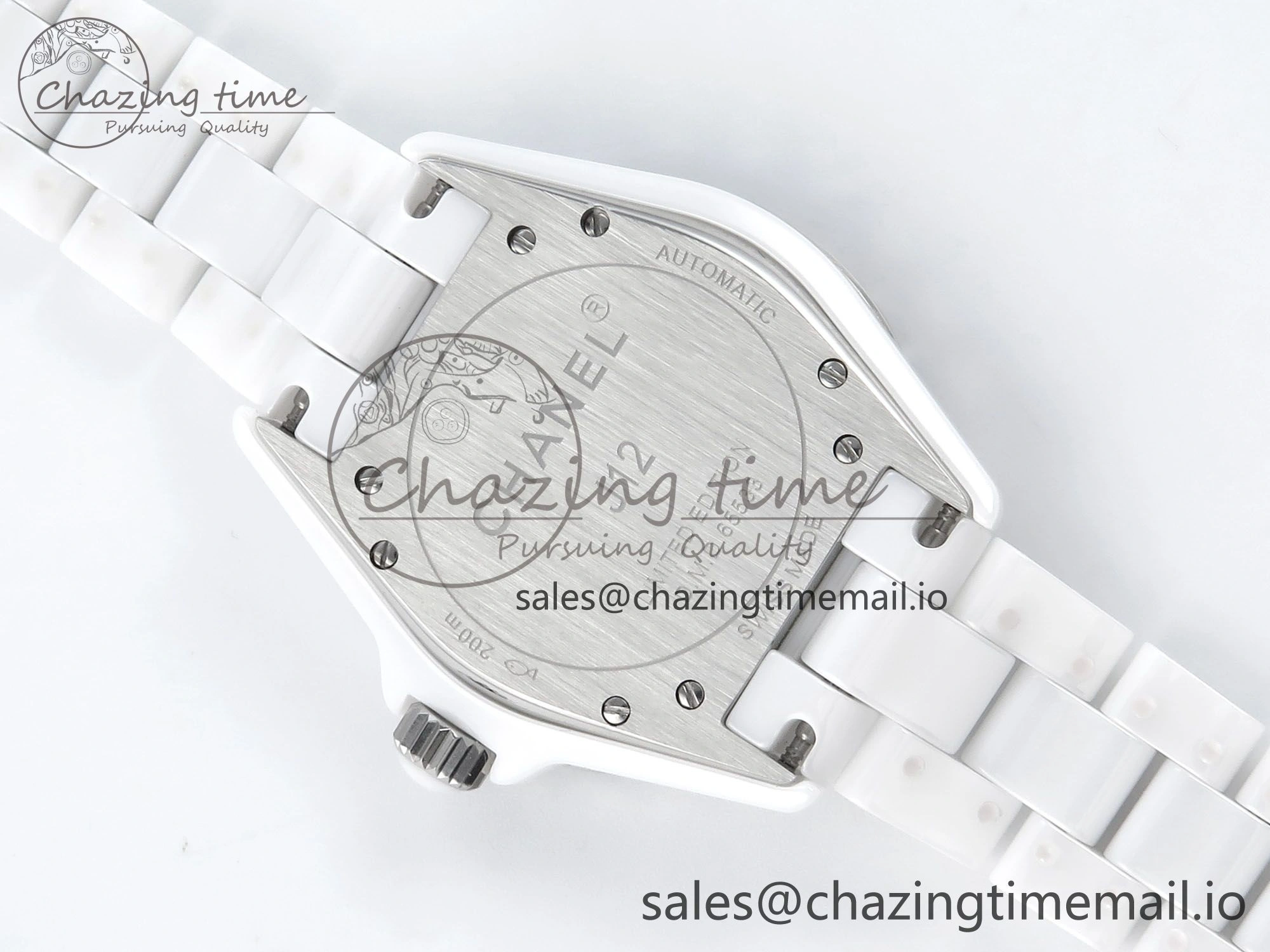 FashionForward J13 38mm White Ceramic HTF 1:1 Best Edition Pink Dial Diamonds Makers on Bracelet A 6448
