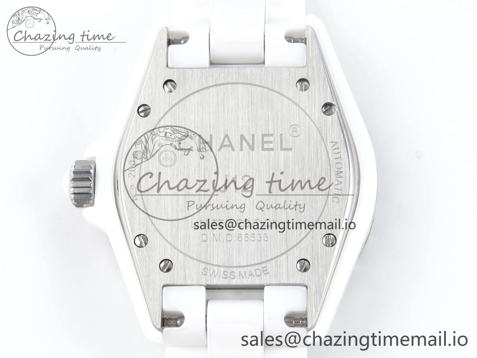 FashionForward J13 38mm White Ceramic HTF 1:1 Best Edition Pink Dial Diamonds Makers on Bracelet A 6448