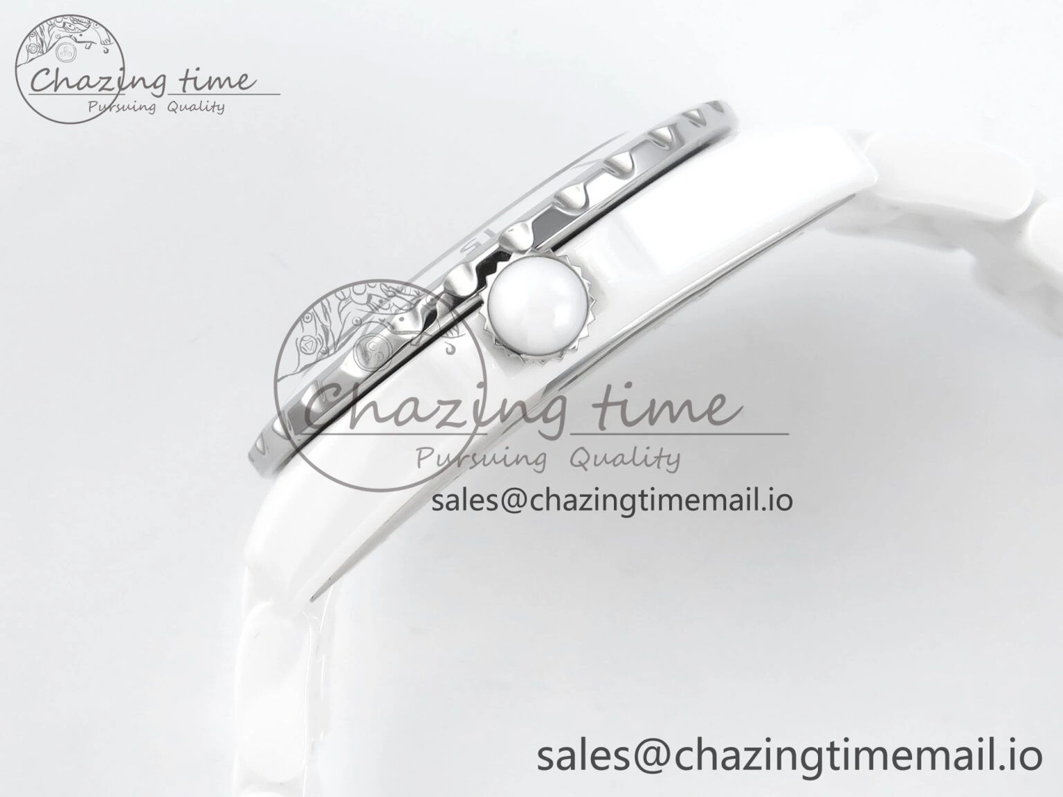 J13 38mm White Ceramic HTF 1:1 Best Edition Pink MOP Dial Diamonds Markers on Bracelet A Classic 6451