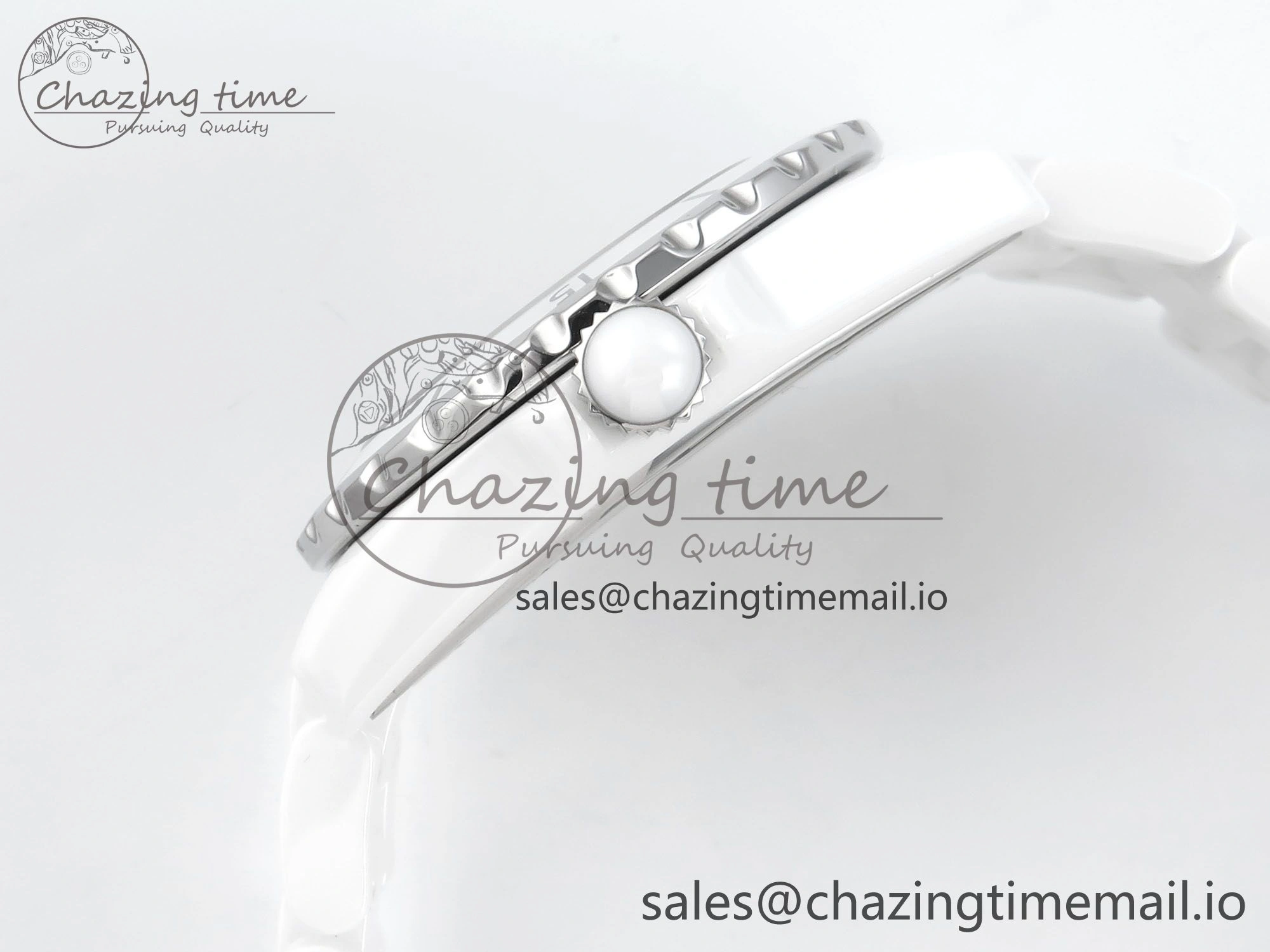 J13 38mm White Ceramic HTF 1:1 Best Edition Pink MOP Dial Diamonds Markers on Bracelet A Classic 6451