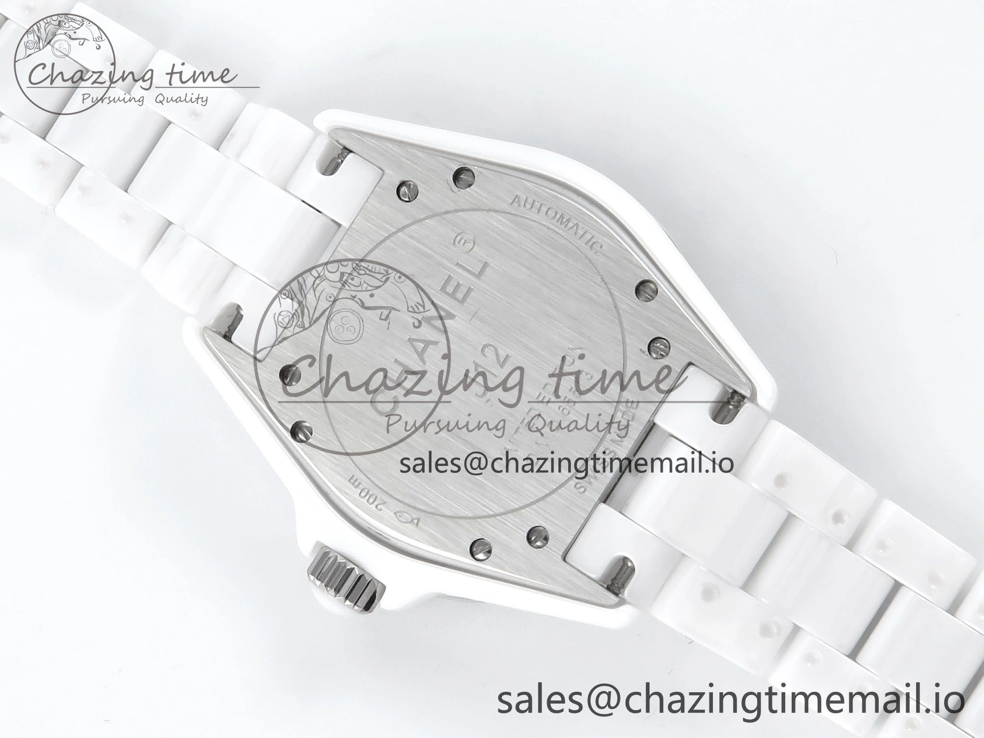 J13 38mm White Ceramic HTF 1:1 Best Edition Pink MOP Dial Diamonds Markers on Bracelet A Classic 6451