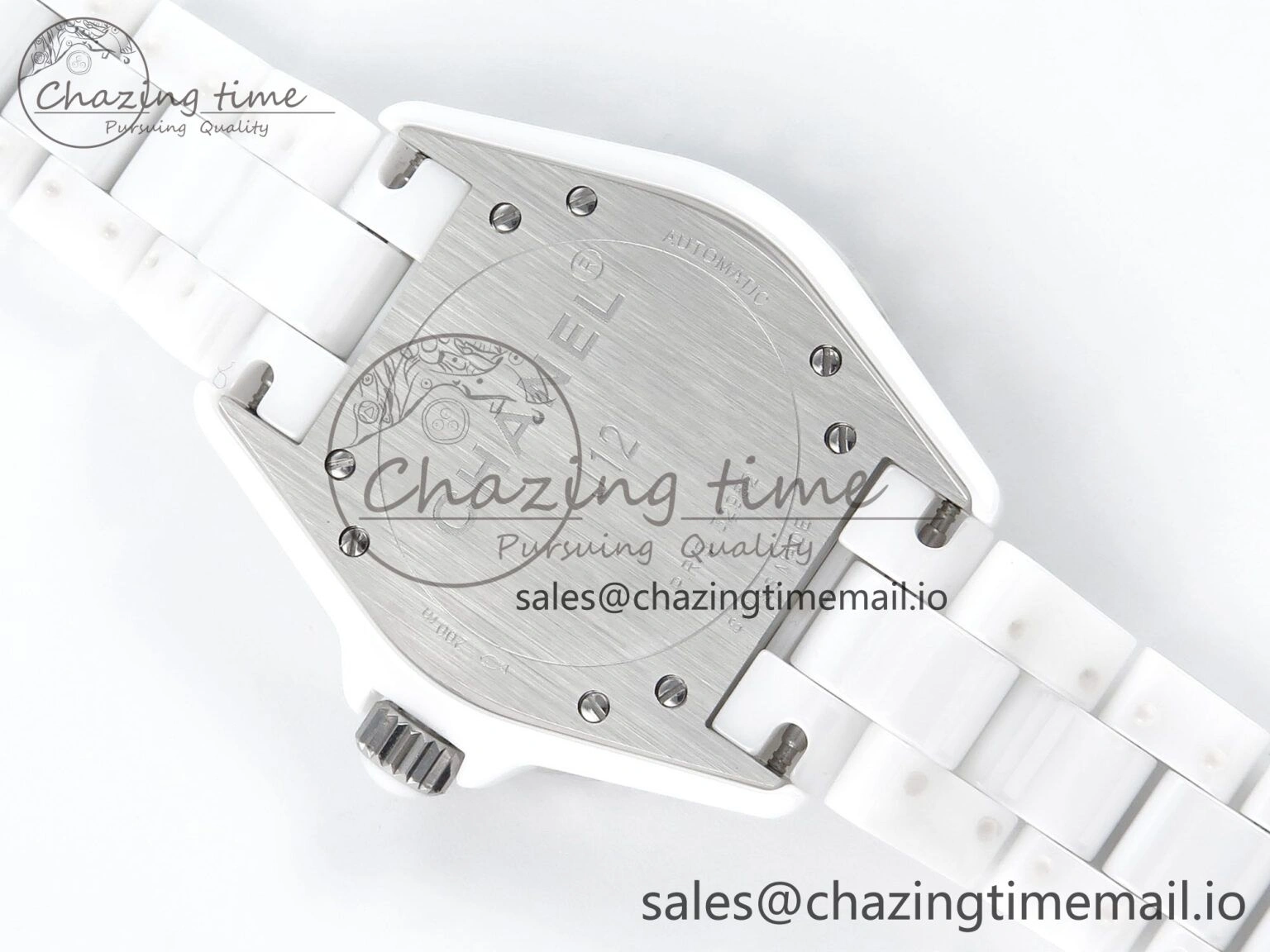 Snug J13 38mm White Ceramic HTF 1:1 Best Edition White Dial Diamonds Numbers Makers on Bracelet A 6450
