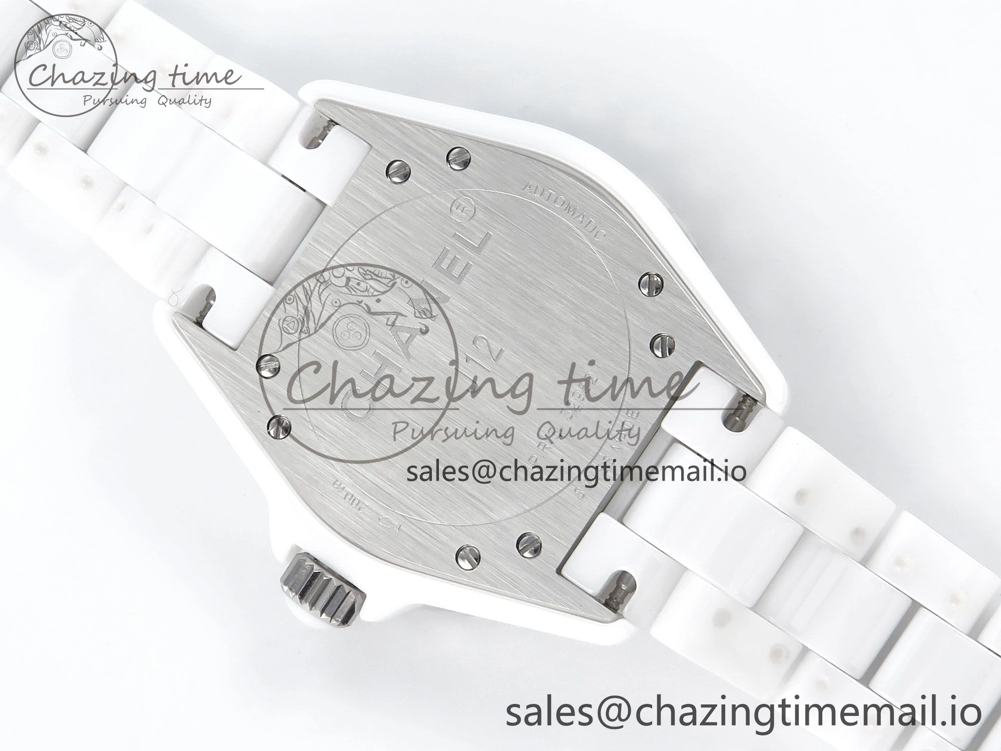 Snug J13 38mm White Ceramic HTF 1:1 Best Edition White Dial Diamonds Numbers Makers on Bracelet A 6450
