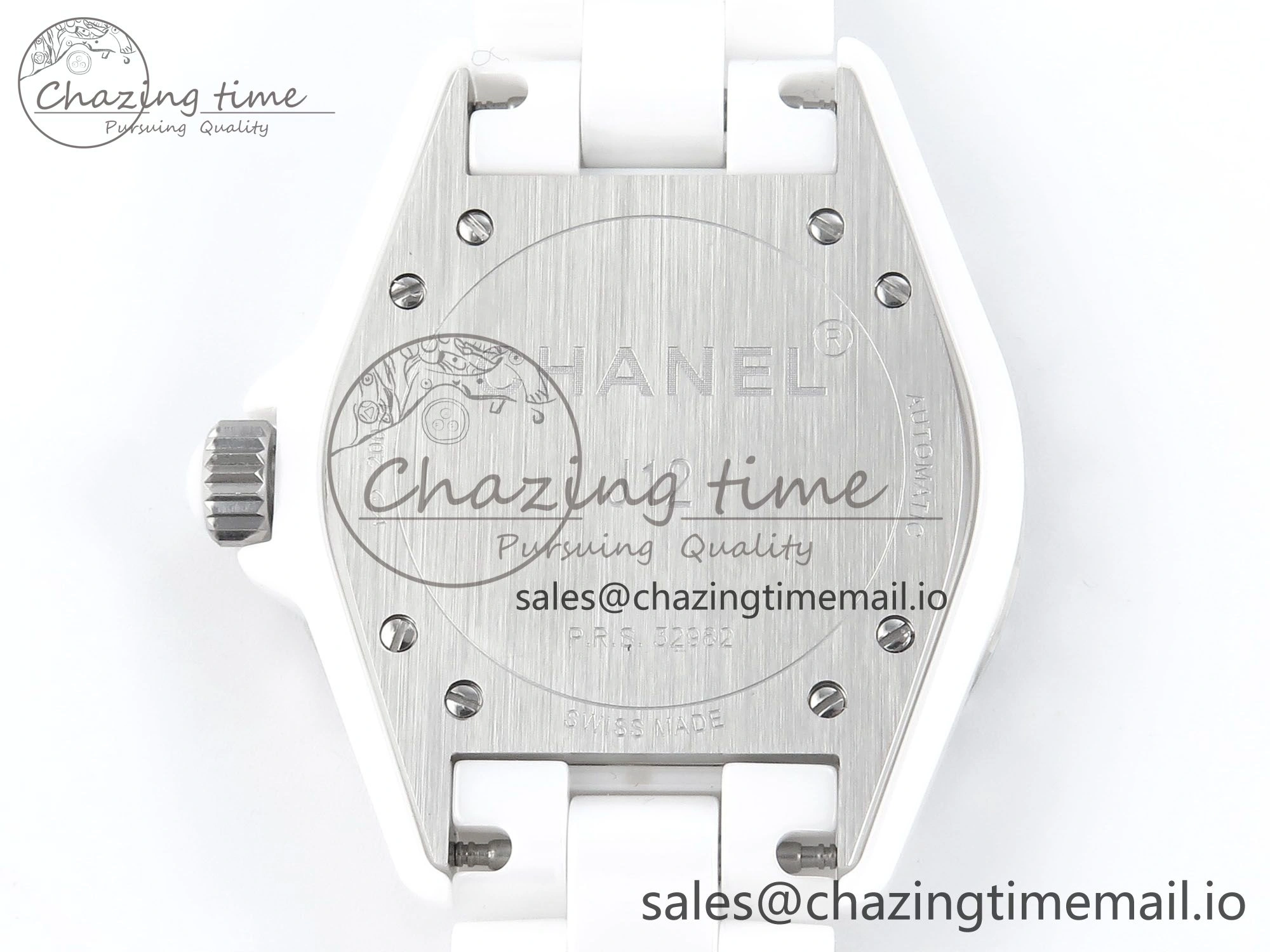 Snug J13 38mm White Ceramic HTF 1:1 Best Edition White Dial Diamonds Numbers Makers on Bracelet A 6450