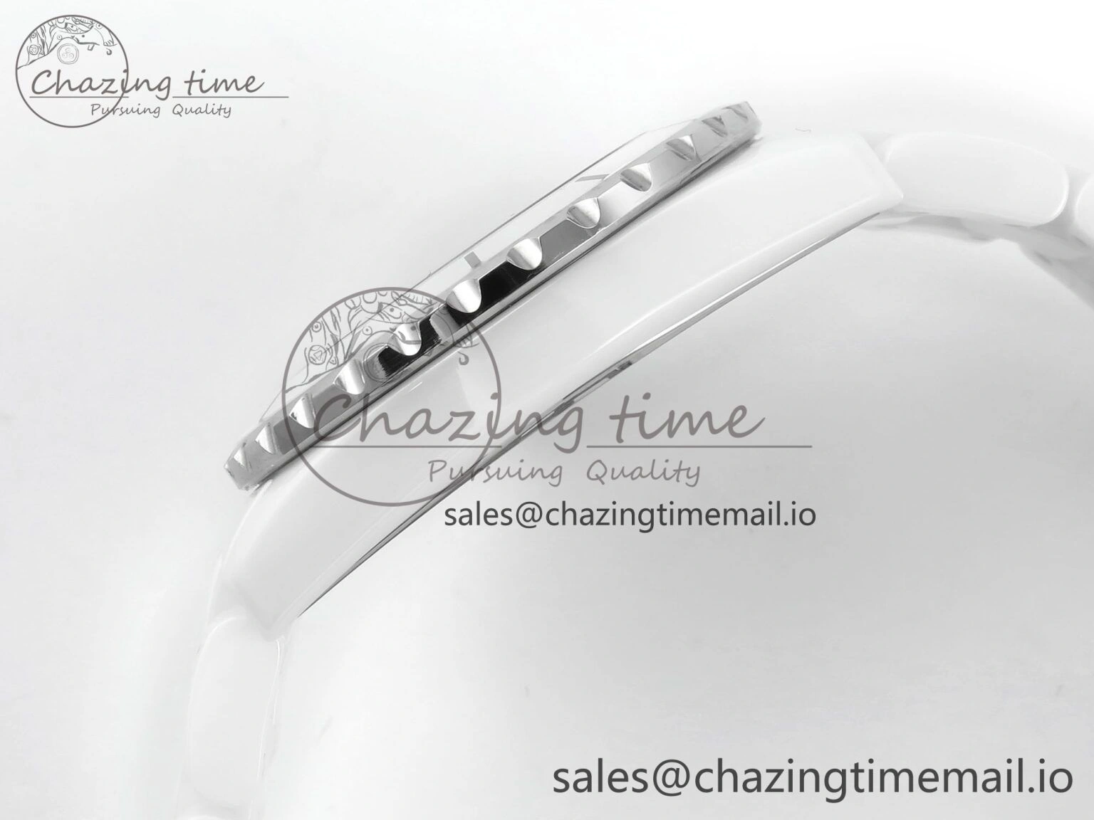 Neat J13 38mm White Ceramic HTF 1:1 Best Edition White Dial Numbers Makers on Bracelet A 6447