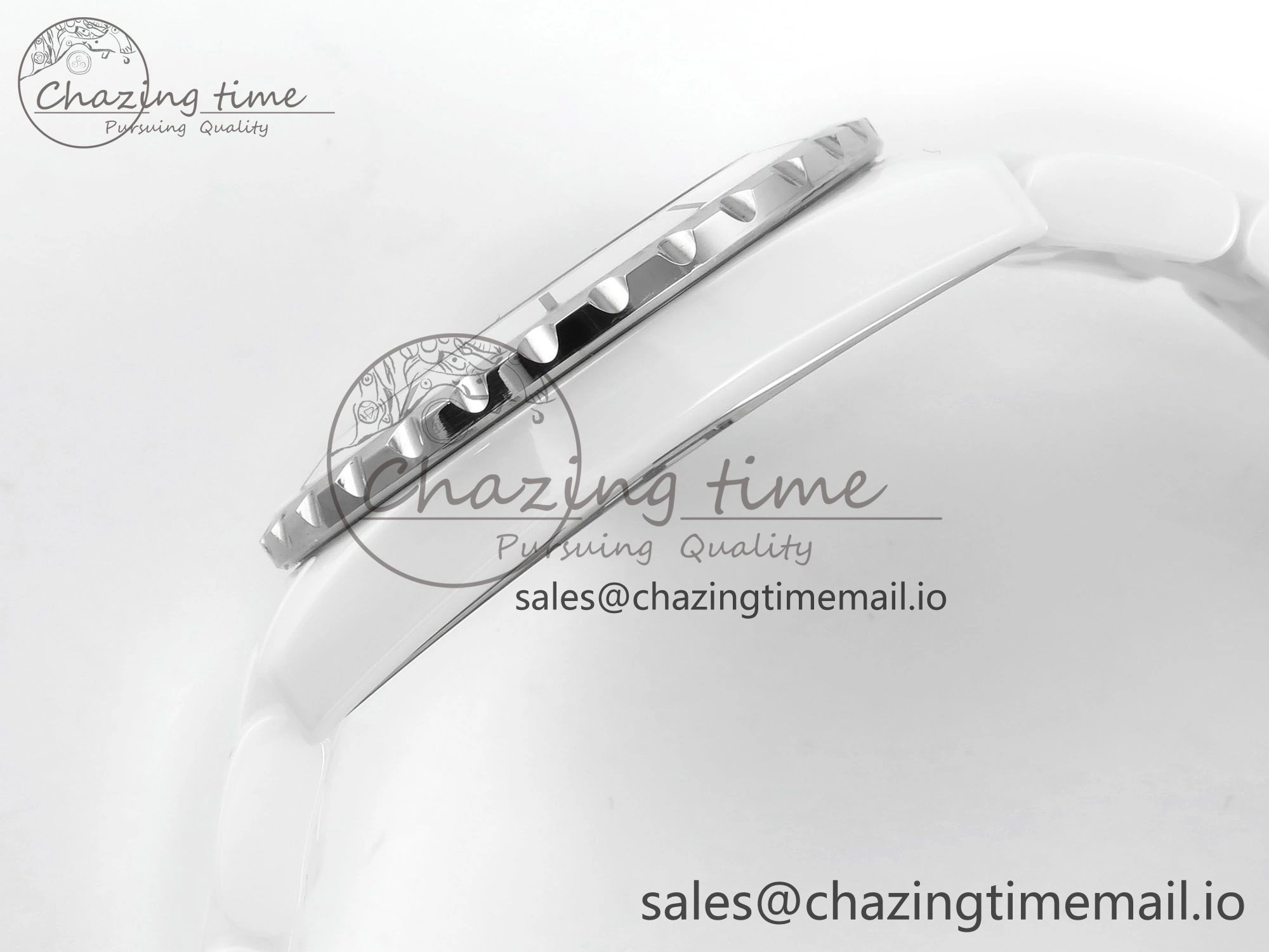 Neat J13 38mm White Ceramic HTF 1:1 Best Edition White Dial Numbers Makers on Bracelet A 6447