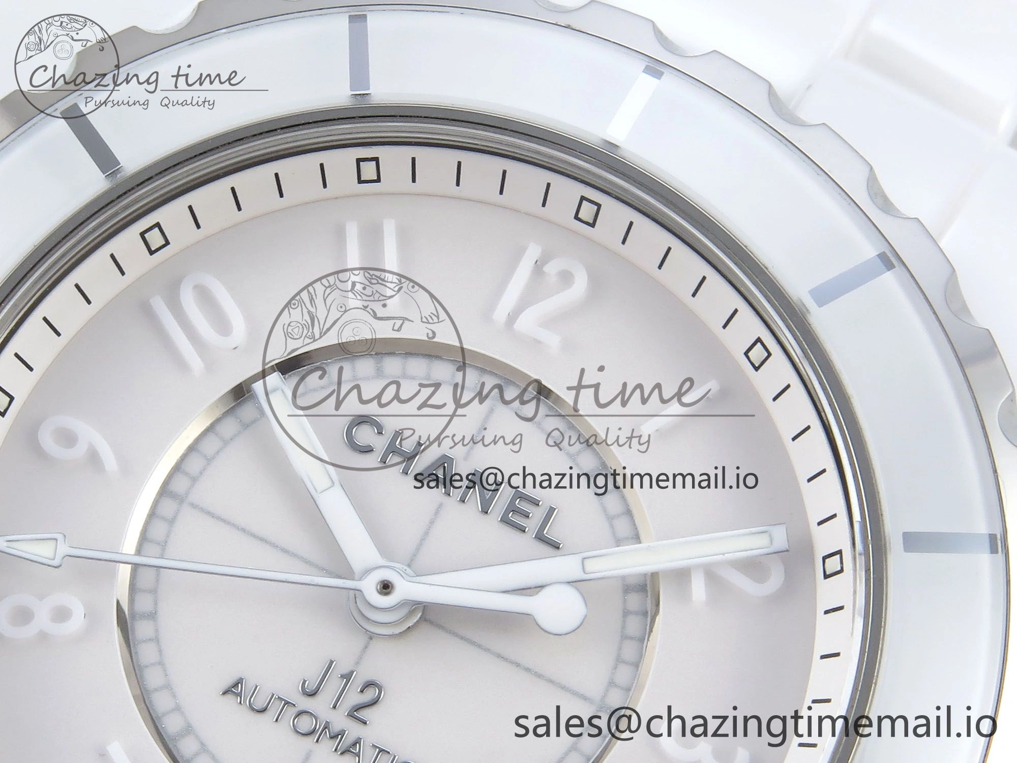Neat J13 38mm White Ceramic HTF 1:1 Best Edition White Dial Numbers Makers on Bracelet A 6447