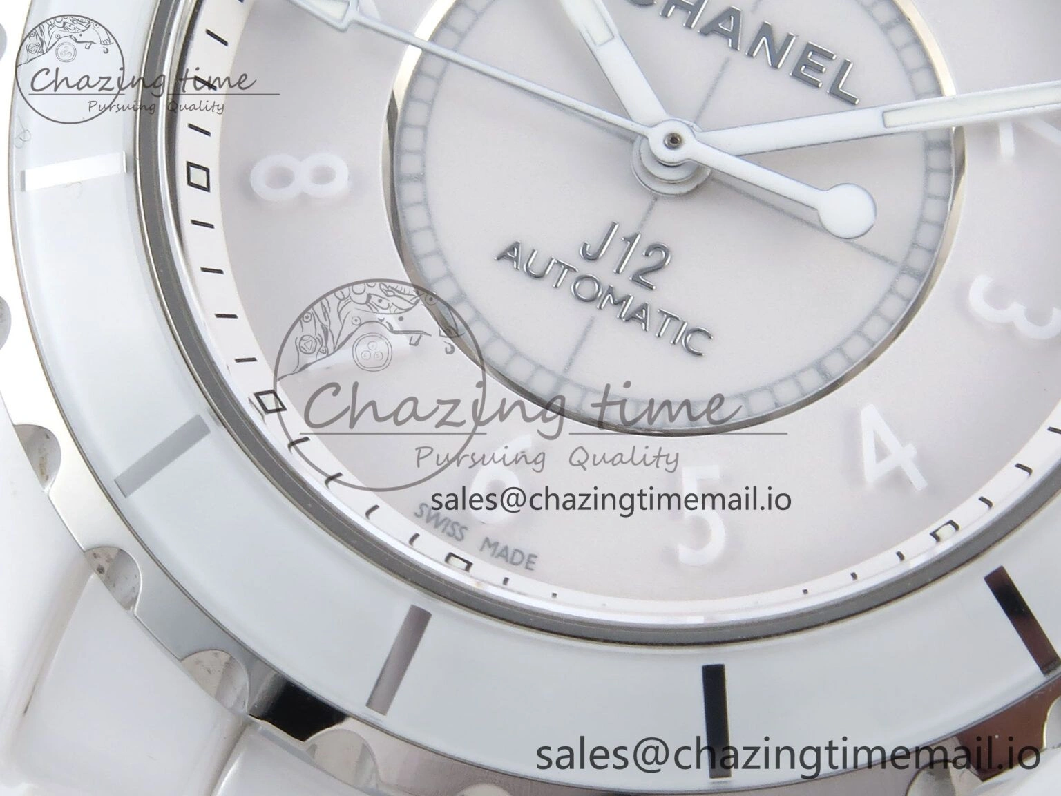 Neat J13 38mm White Ceramic HTF 1:1 Best Edition White Dial Numbers Makers on Bracelet A 6447