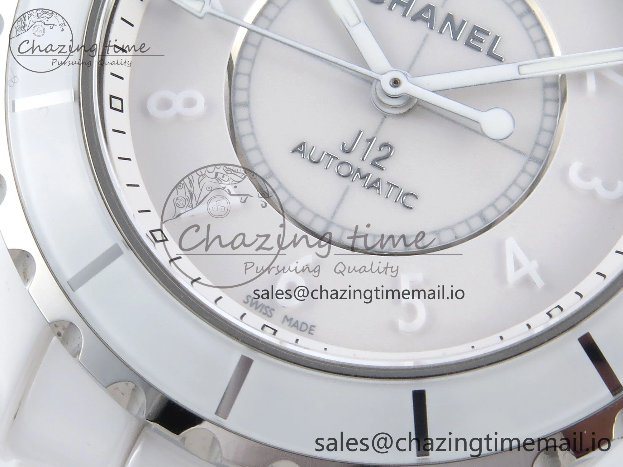Neat J13 38mm White Ceramic HTF 1:1 Best Edition White Dial Numbers Makers on Bracelet A 6447