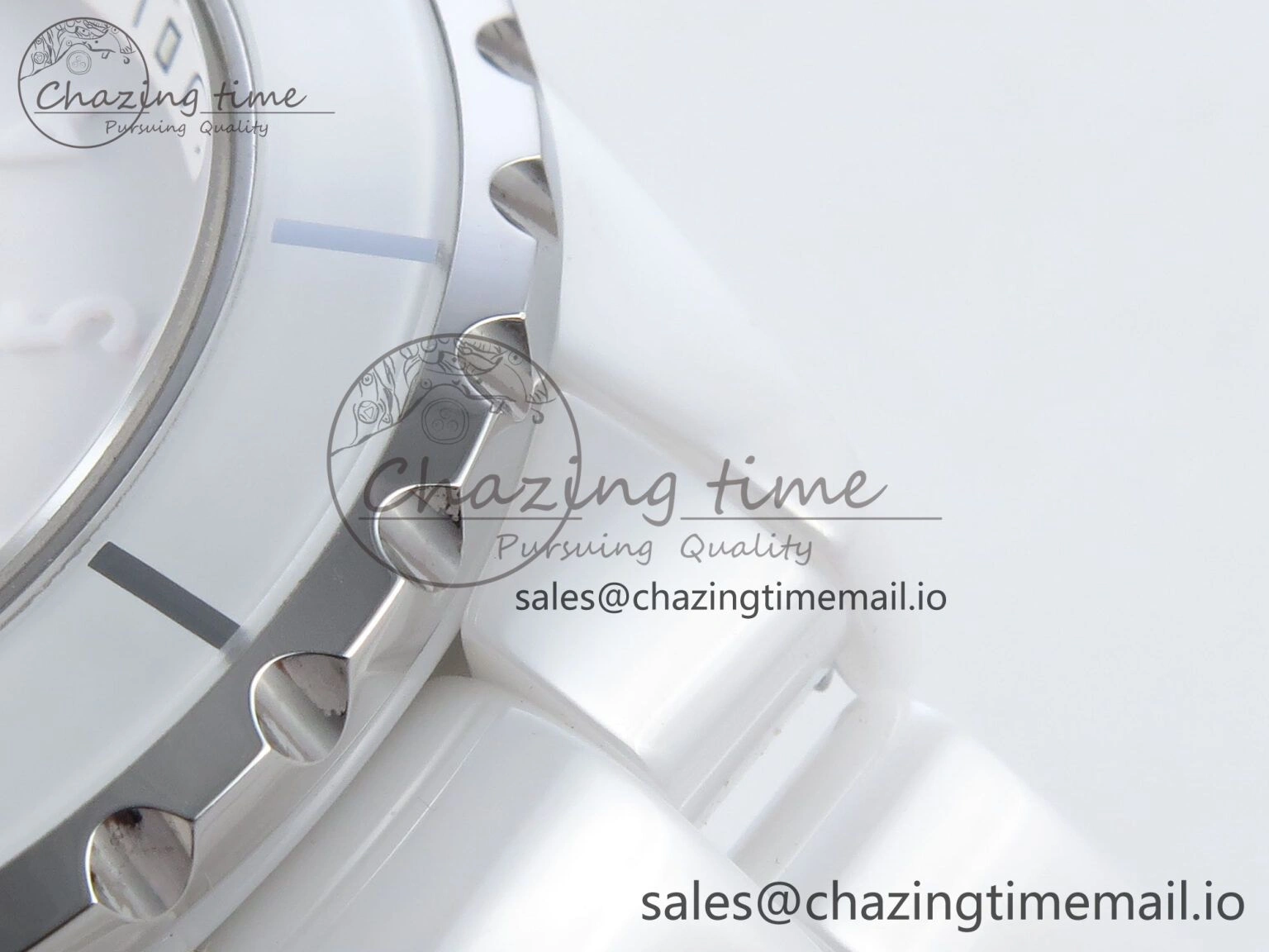 Neat J13 38mm White Ceramic HTF 1:1 Best Edition White Dial Numbers Makers on Bracelet A 6447