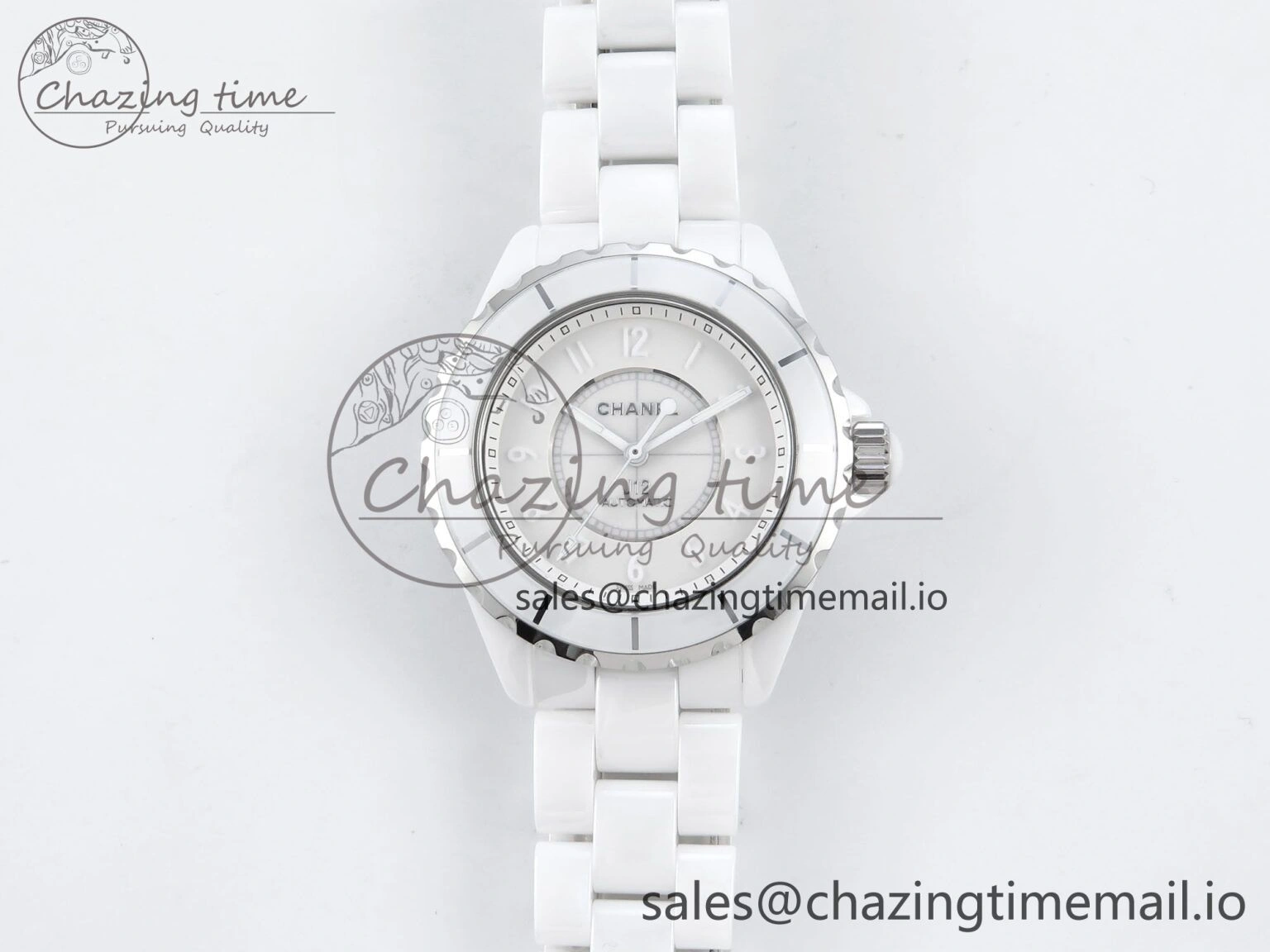 Neat J13 38mm White Ceramic HTF 1:1 Best Edition White Dial Numbers Makers on Bracelet A 6447