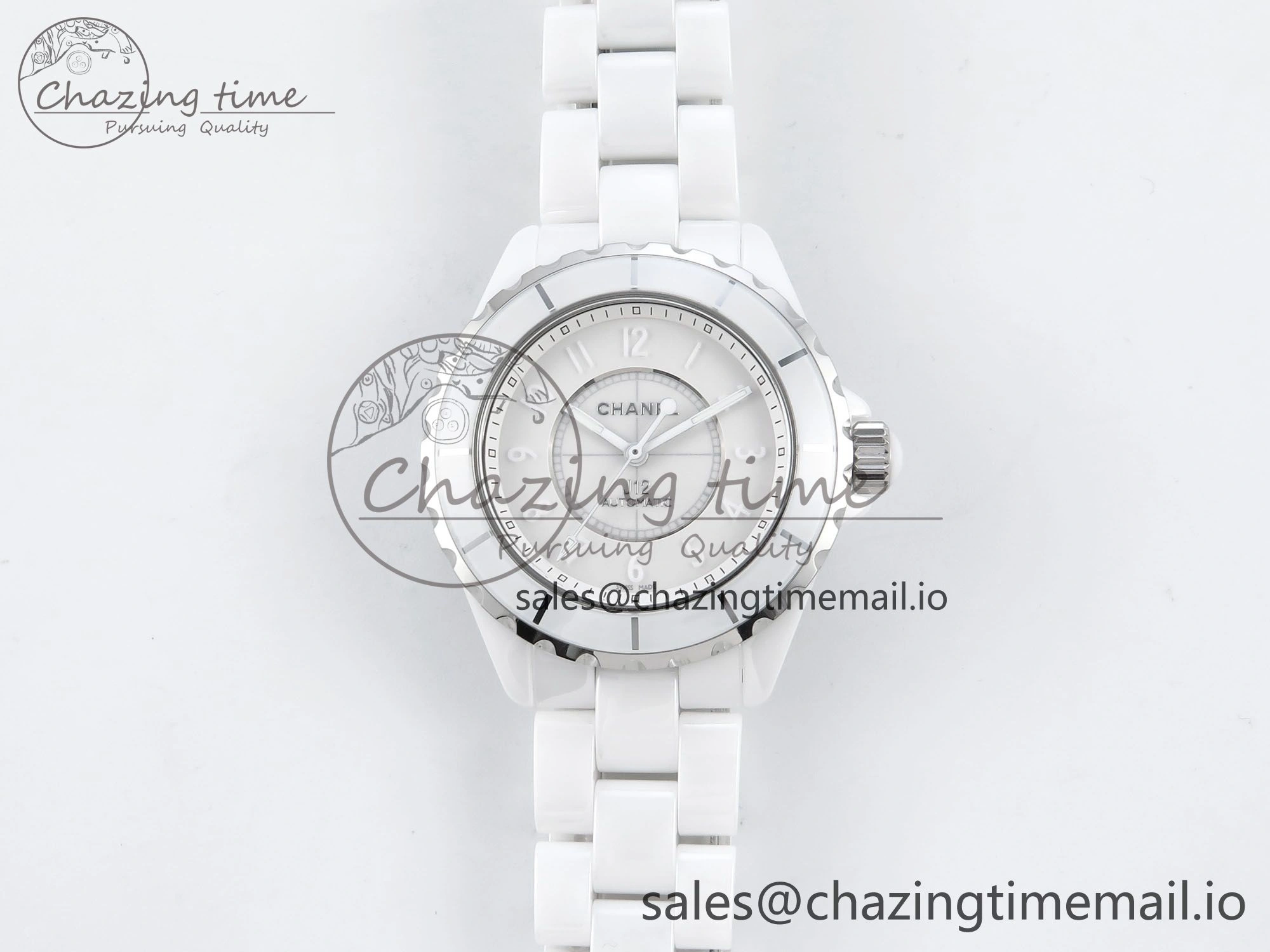 Neat J13 38mm White Ceramic HTF 1:1 Best Edition White Dial Numbers Makers on Bracelet A 6447